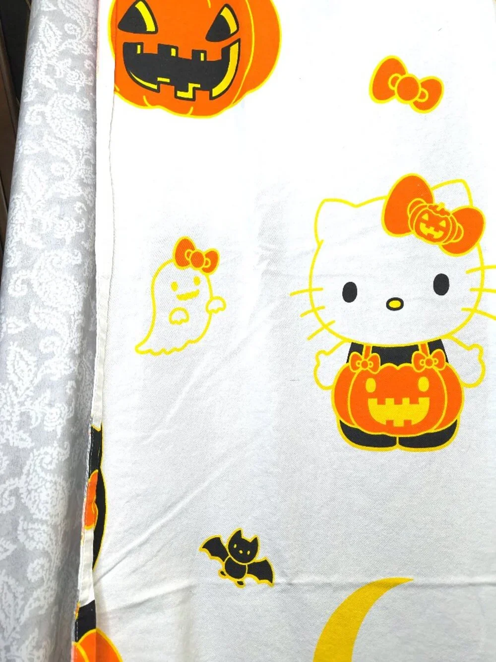 Hello Kitty Halloween Shower Curtain- Jack-o-lantern - black cat - moon - ghost